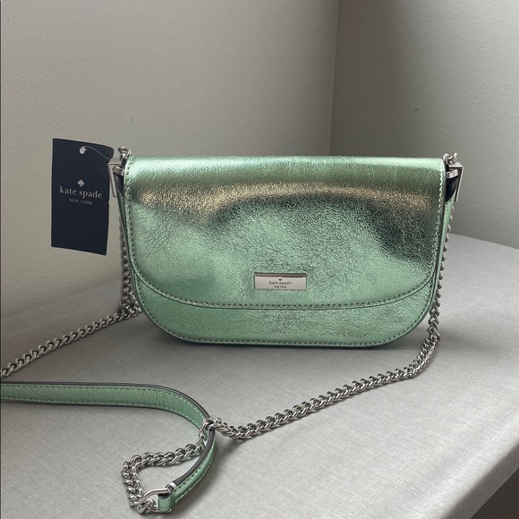 Kate Spade Metallic Seawater Green Crossbody Bag NWT - Picture 14 of 15